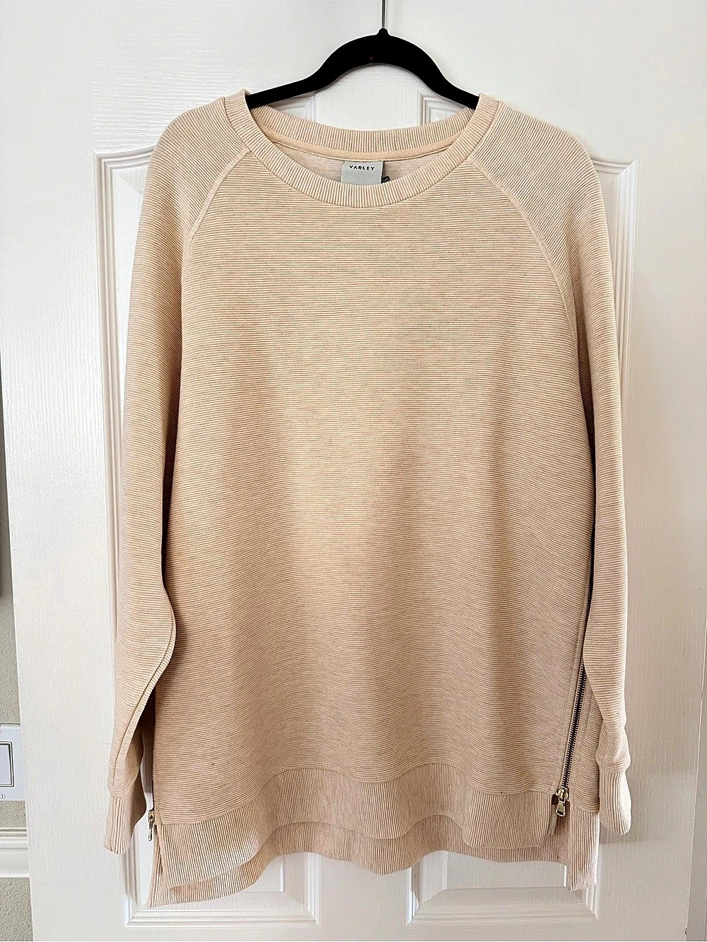 Varley Manning Side Zip Sweatshirt, Beige XL